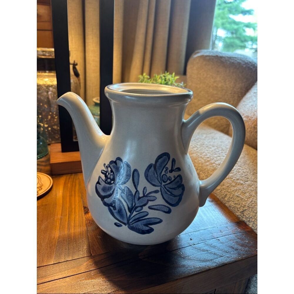 Pfaltzgraff White Ceramic Pitcher with Blue Floral Design- not top